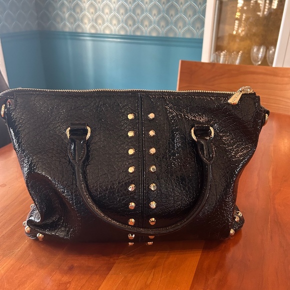Michael Kors Black Purse w Gold Studs - Picture 1 of 4